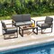 4 Piece Patio Furniture Set with Wood-Plastic Armrests and Aluminum Frame Ideal for Outdoor Use